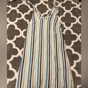 a.n.a Striped Mini Dress - Blue, White, Tan